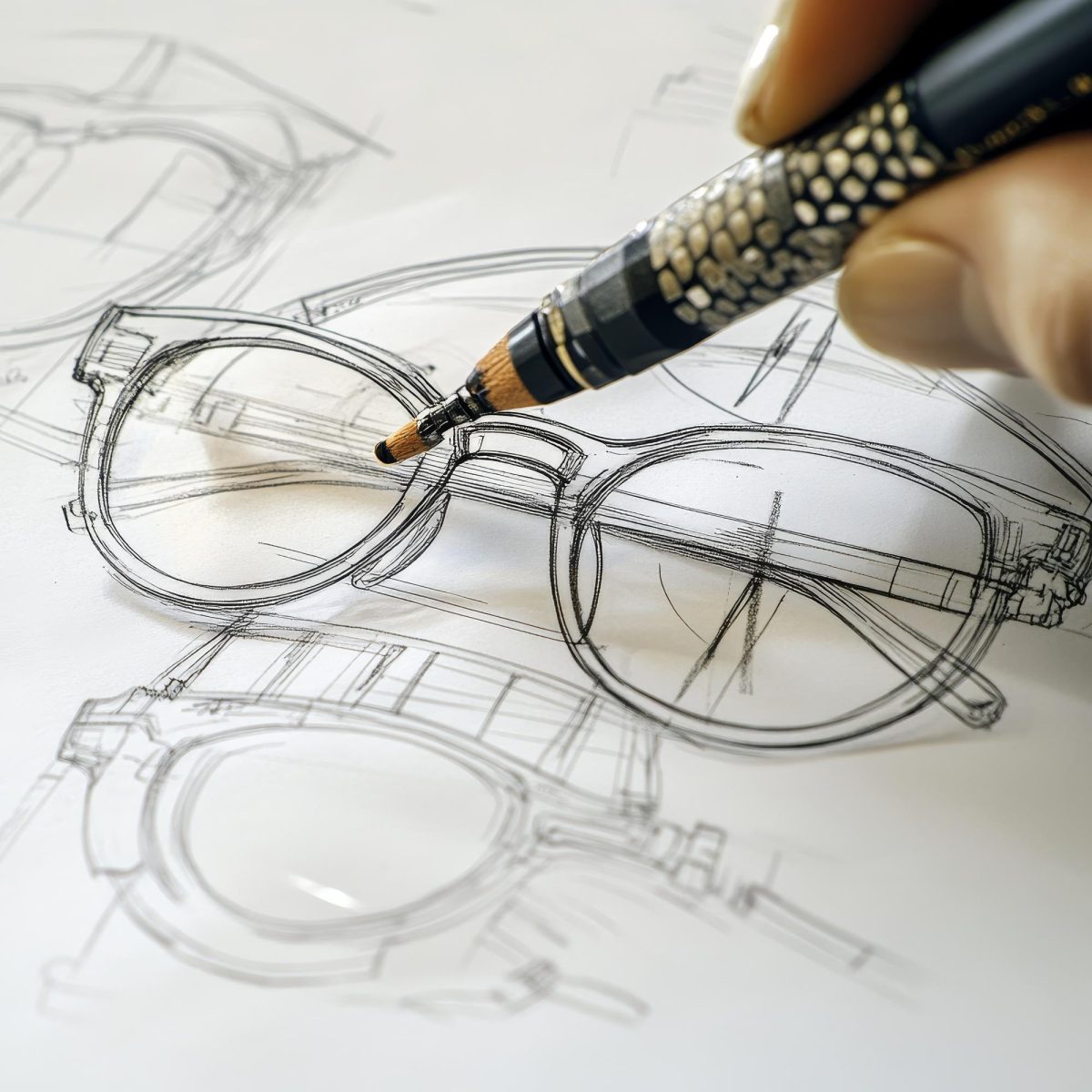 Eyewear design sketch — from concept drawing to finished frame
